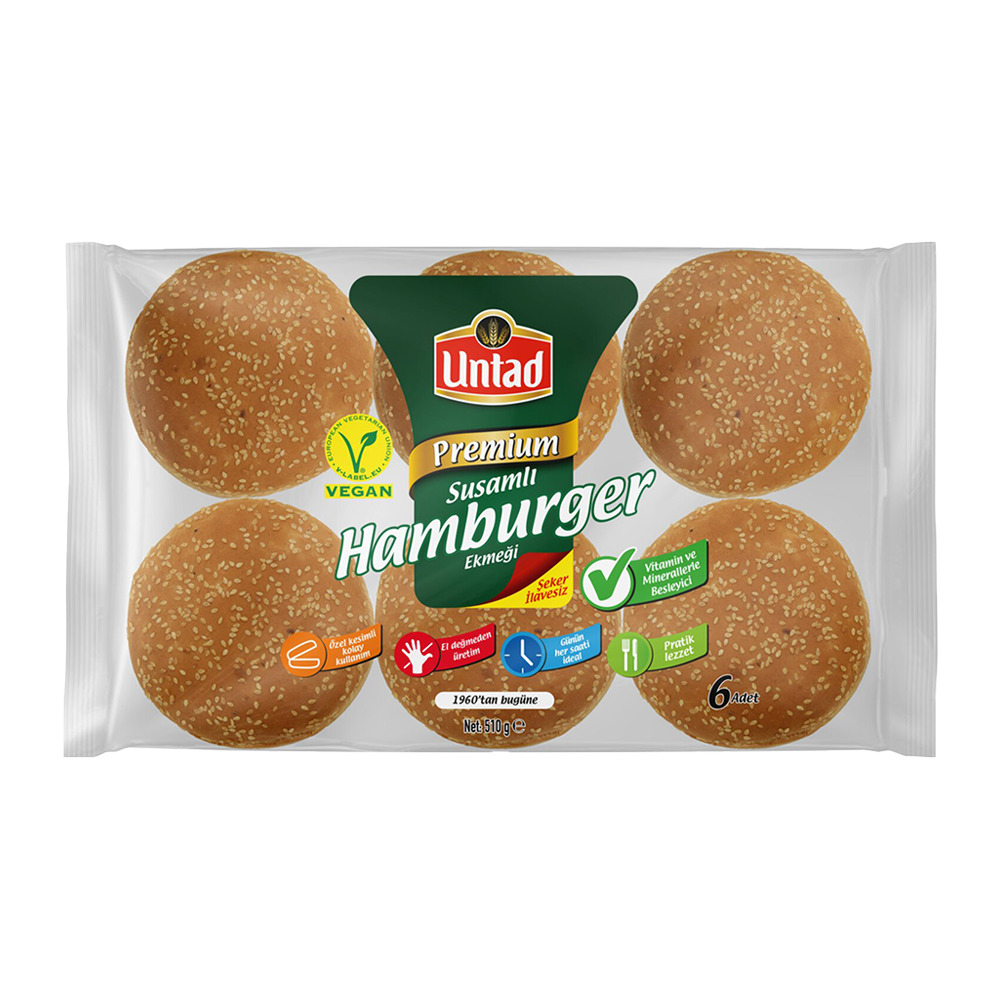 Untad Susamlı Hamburger Ekmeği 6’lı 85 Gr.