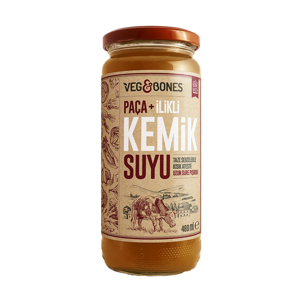 Veg&Bones Paça+İlikli Kemik Suyu 480Ml Cam