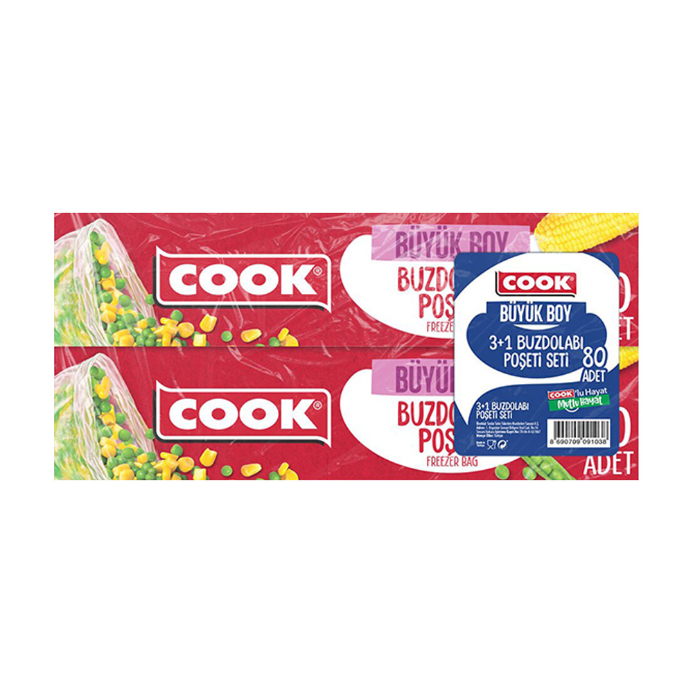 Cook Büyük Boy Buzdolabı Poşeti 4 Al 3 Öde 30*45 Cm 20 Li