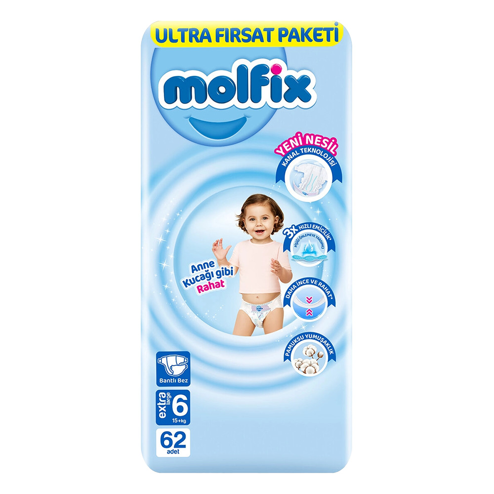 Molfix Çocuk Bezi 62 Li No:6 18+Kg Ultra Fırsat Paketi