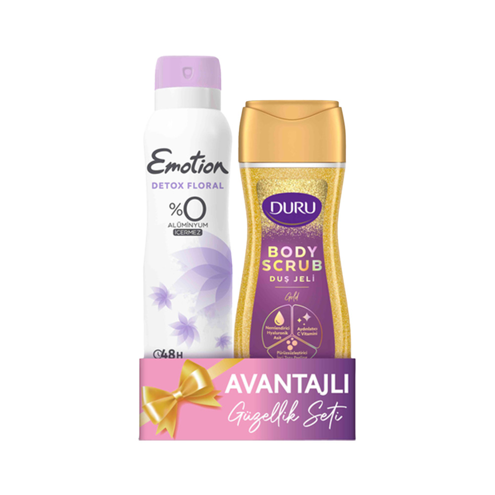Emotion Deodorant 150 Ml Detox+Duş Jeli Body Scrub Gold 250 Ml 
