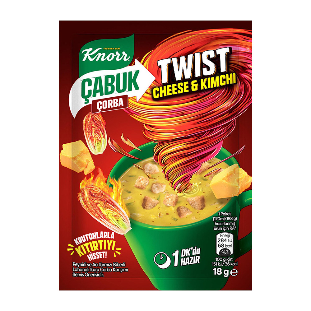 Knorr Çabuk Çorba Twist Cheese&Kımchı 18Gr