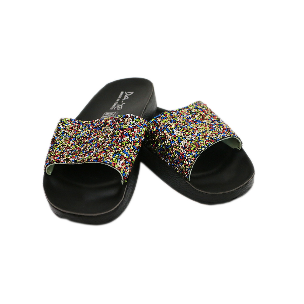 Terlik Bayan Zenne Renkli Boncuk Taşlı 25616