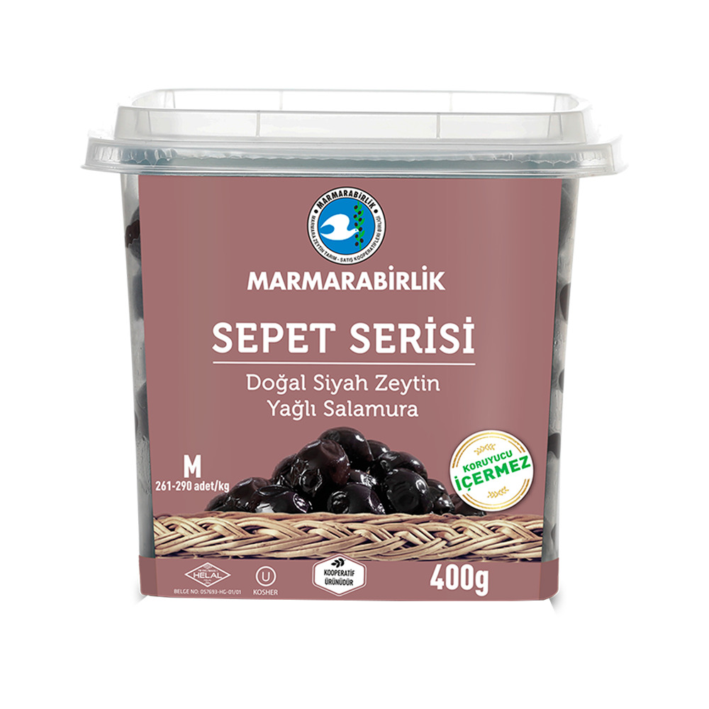 Marmara Birlik Doğal Siyah Zeytin Sepet Serisi M 400 Gr