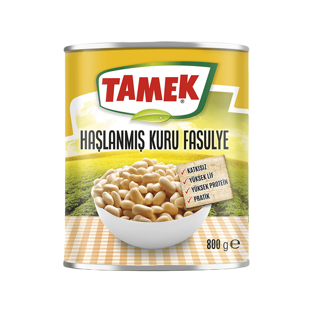 Tamek Haşlanmış Fasulye 800 Gr Teneke.