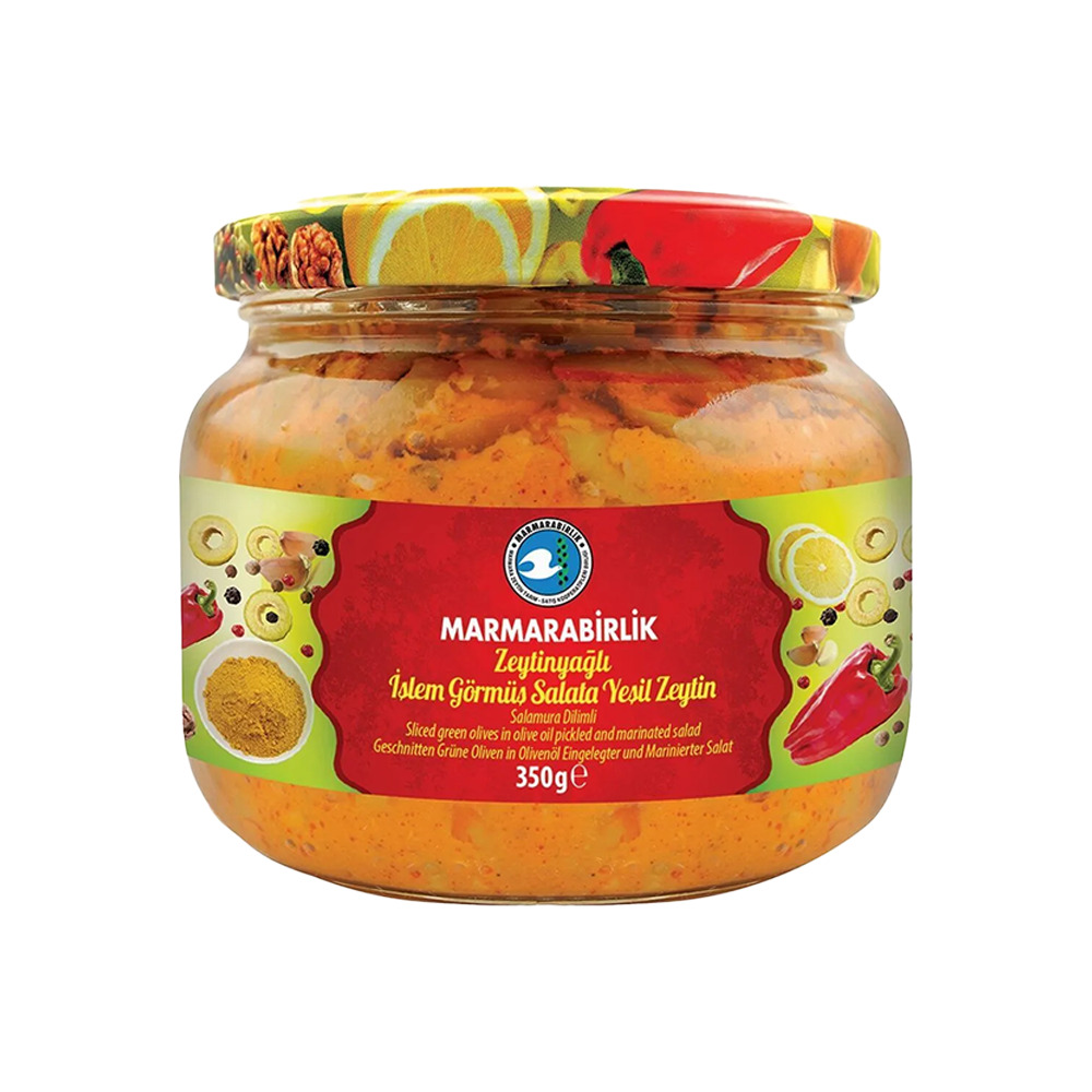 Marmara Birlik Soslu Yeşil Zeytin Cam 350 Gr 
