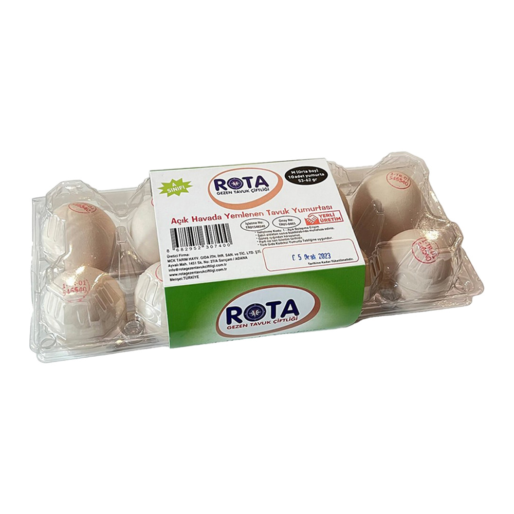 Rota 10'Lu Açık Havada Yemlenen Tavuk Yumurtası 53-62 Gr