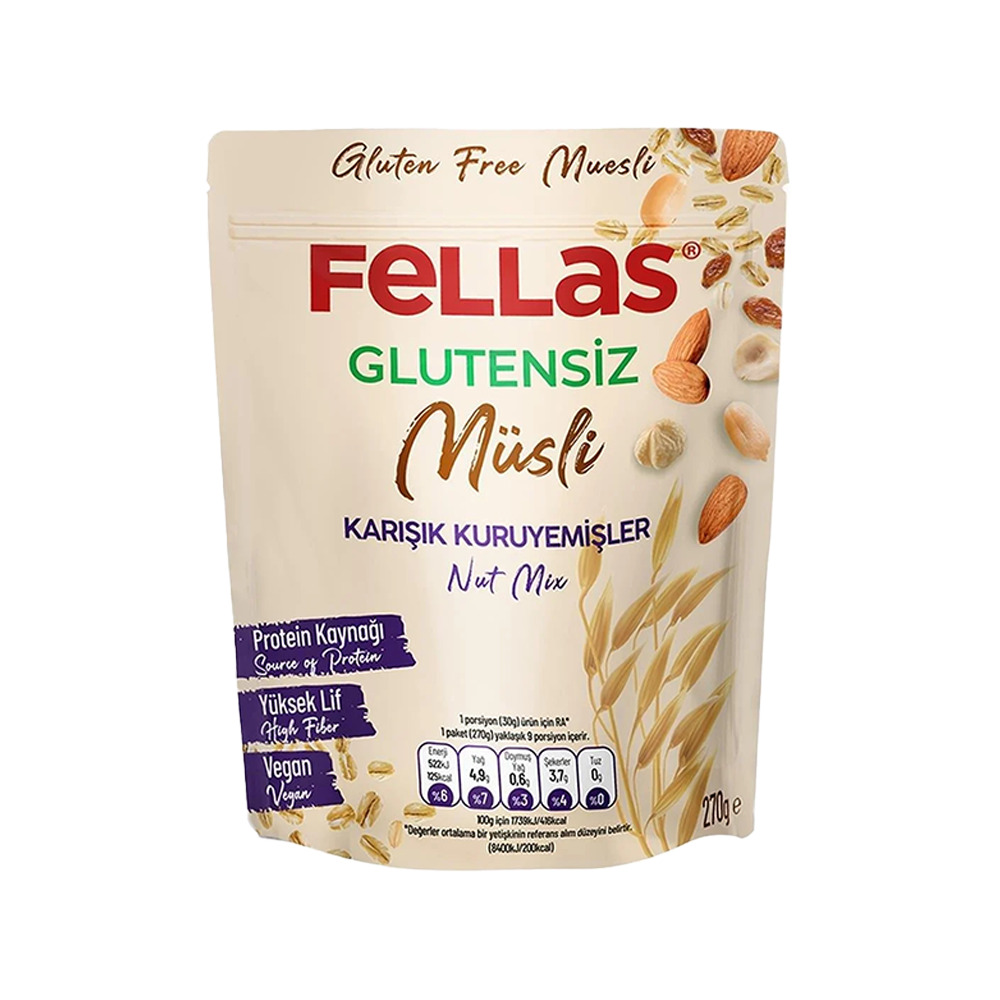Fellas Glutensiz Müsli Karışık Kuruyemişler 270 Gr