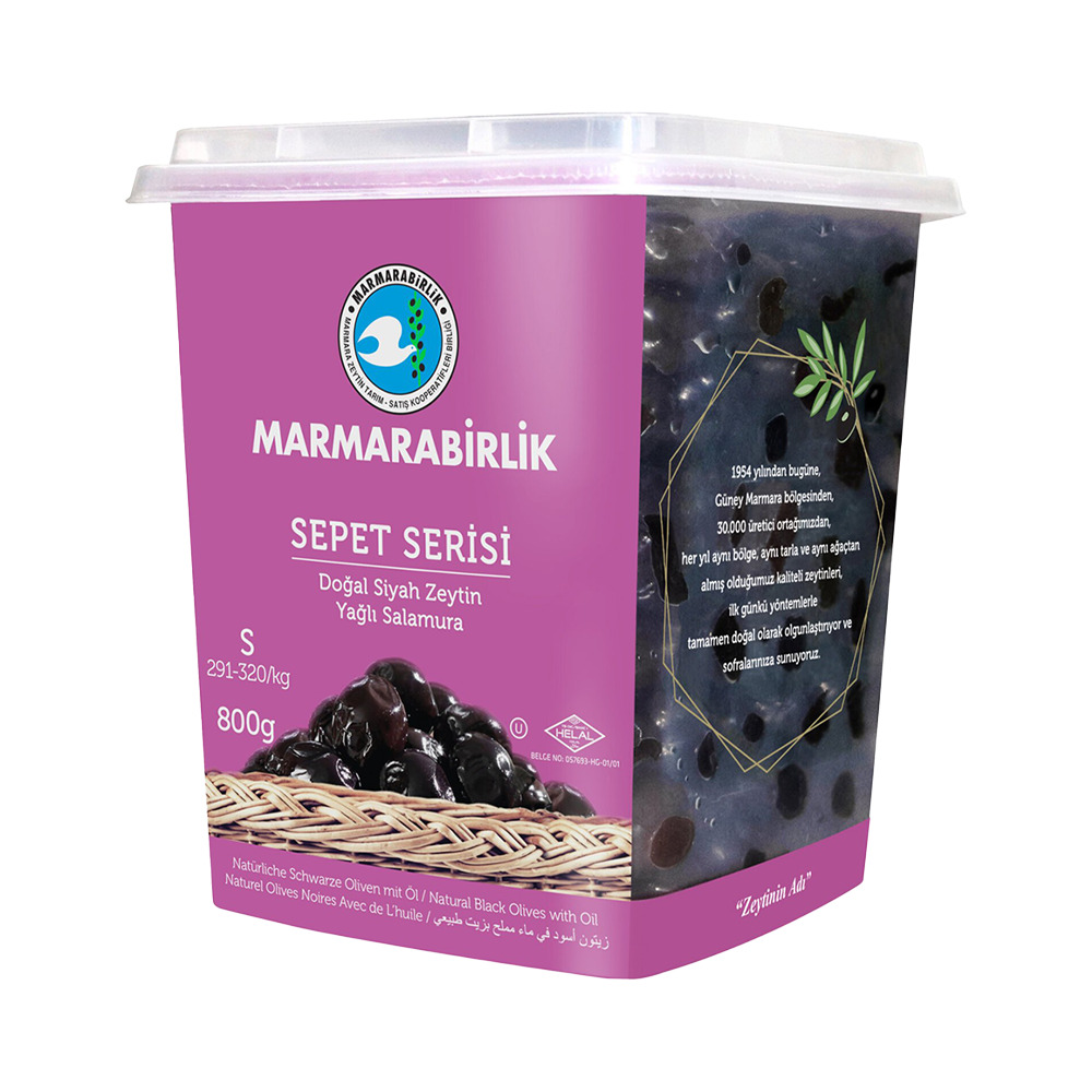 Marmara Birlik Doğal Siyah Zeytin Sepet Serisi S 800 Gr