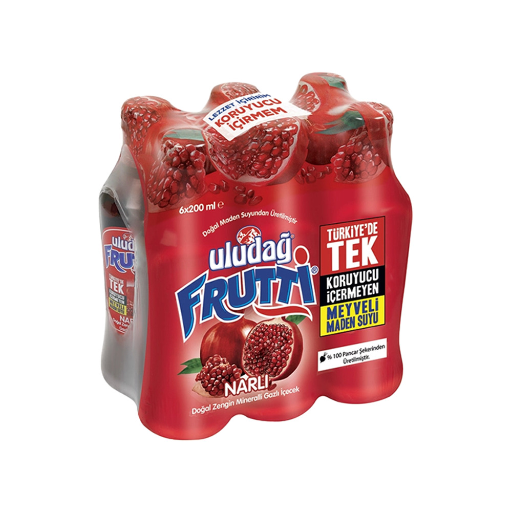 Uludağ Frutti Nar Aromalı Maden Suyu 6*200 ml.