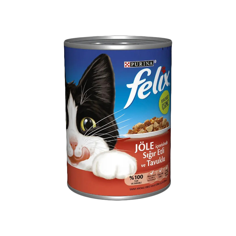 Purina Felix Sığır Etli ve Tavuklu Yaş Kedi Maması 400 Gr Kutu.