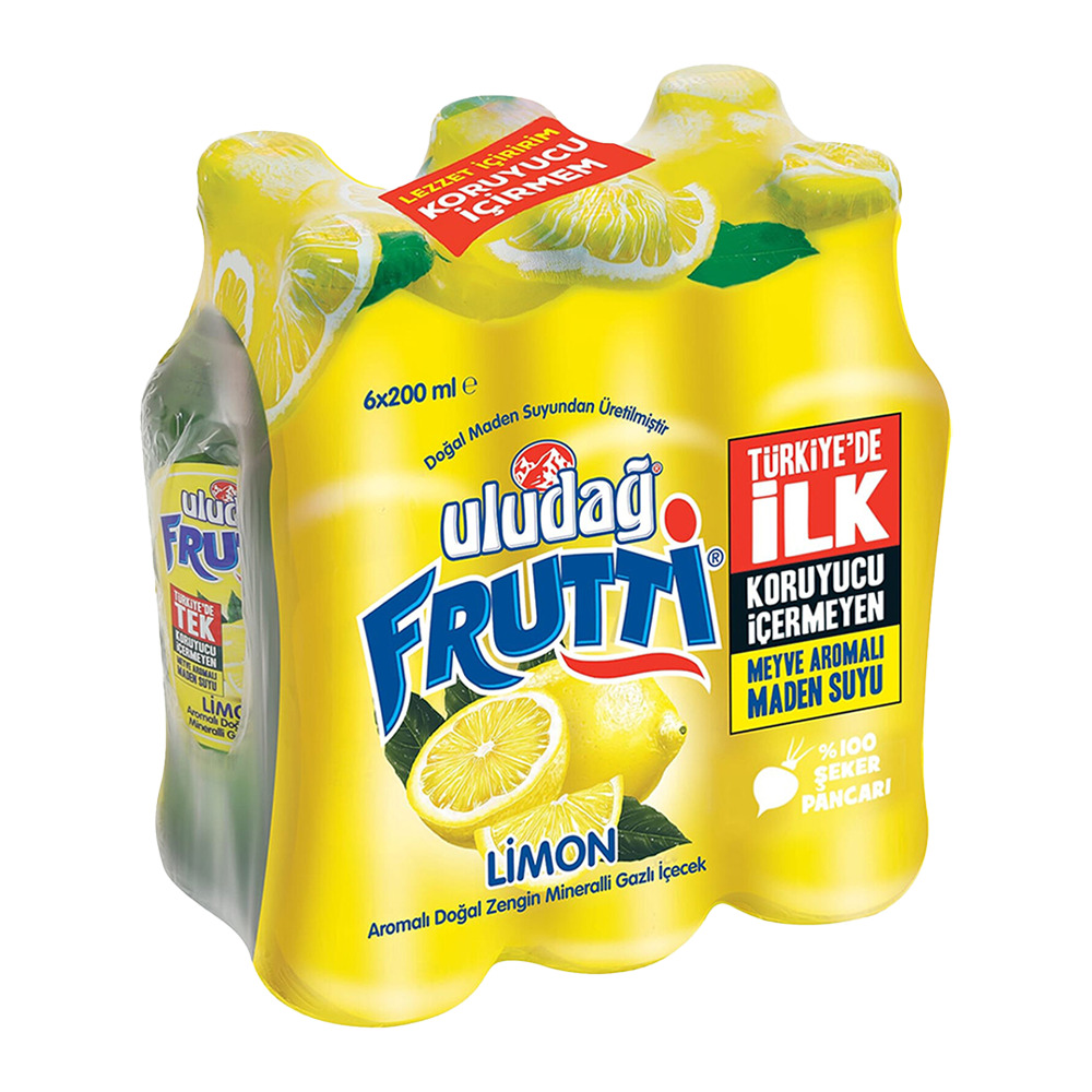 Uludağ Frutti Limon Aromalı Maden Suyu 6*200 ml.