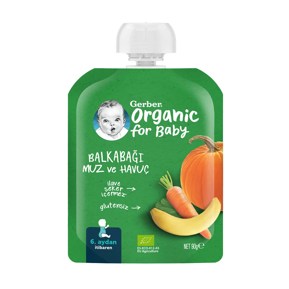 Gerber Organik Pure 90Gr Bal Kabaklı Muz Havuç