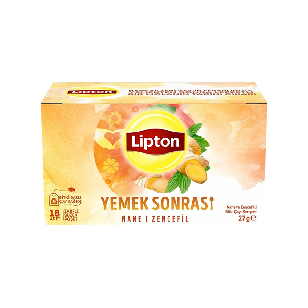 Lipton Bitki Çayı Karışımı Yemek Sonrası Nane Zencefil 18'Li