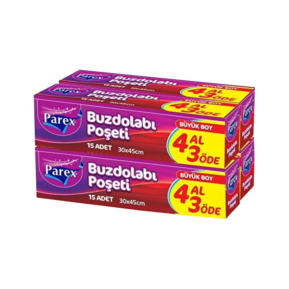 Parex Büyük Buzdolabı Saklama Poşeti 4 Al 3 Öde 20 Li 30*45 Cm