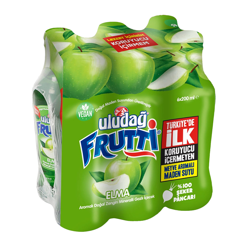 Uludağ Frutti Elma Aromalı Maden Suyu 6*200 ml.